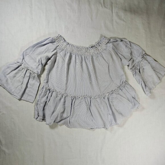 American Eagle Outtfitters Women's Medium Striped Top with Bell Sleeves - Picture 2 of 10